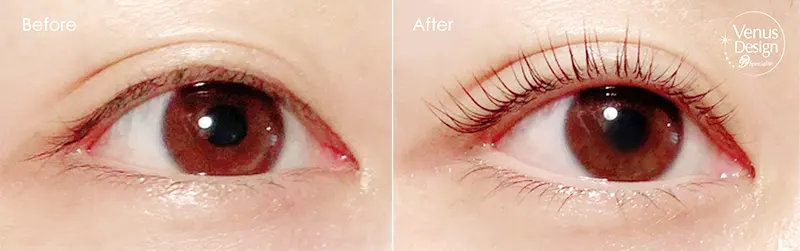 まつ毛パーマBeforeAfterの画像
