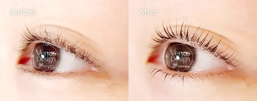 まつ毛パーマBeforeAfterの画像