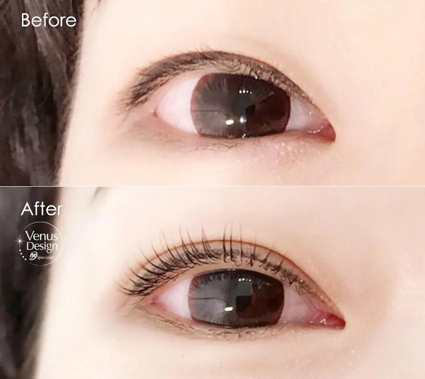 まつ毛パーマBeforeAfterの画像
