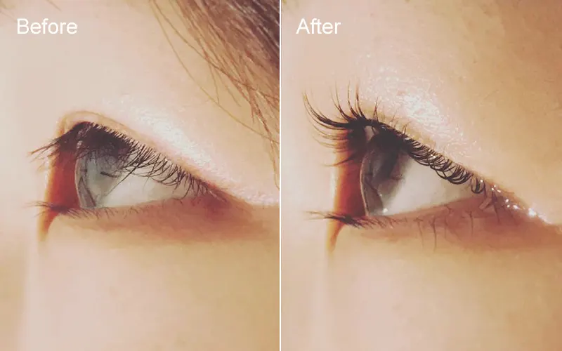 まつ毛パーマBeforeAfterの画像