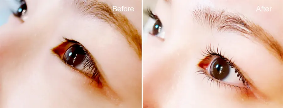 まつ毛パーマBeforeAfterの画像